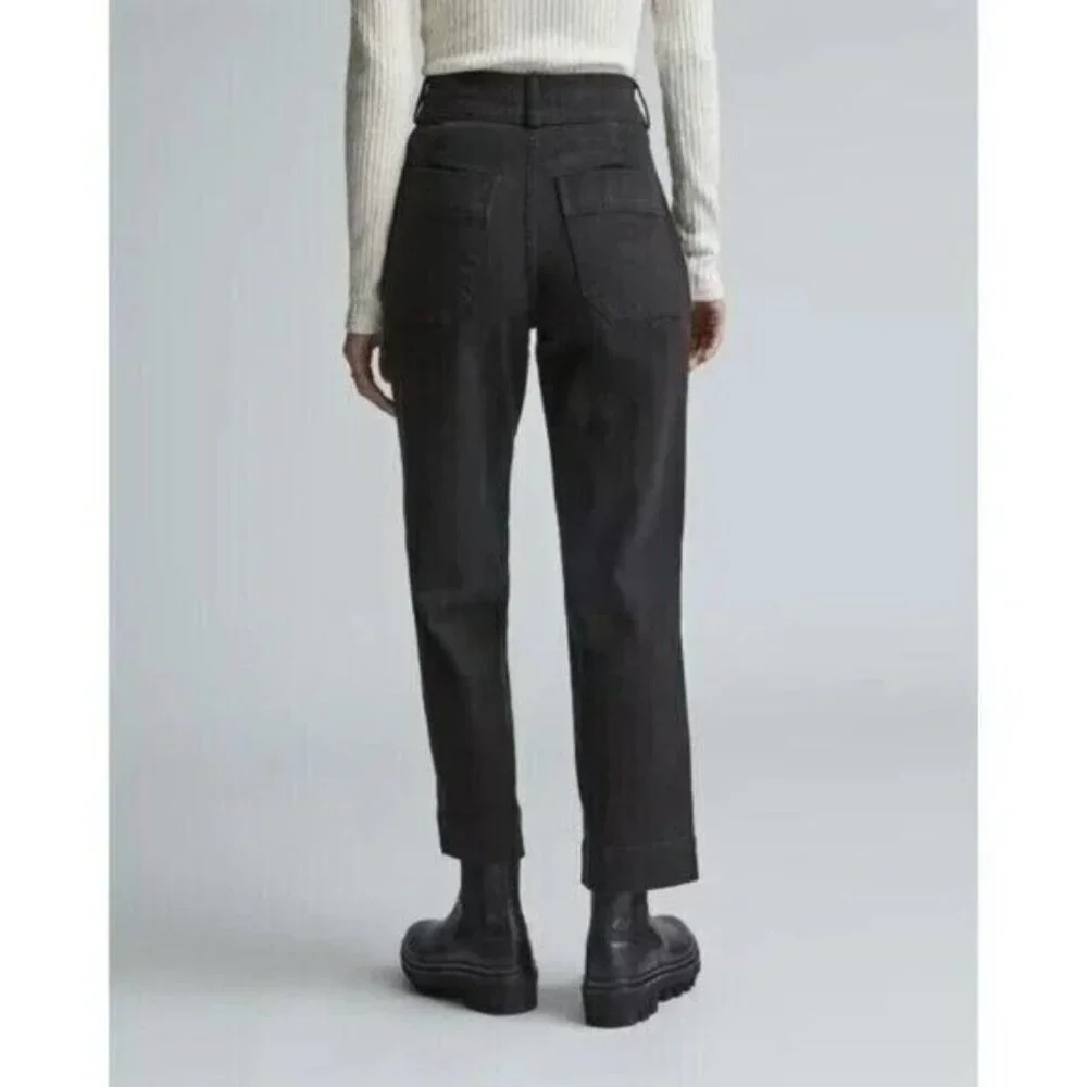 NEW Everlane The Organic Straight-Leg Pant High Rise in Black Size 6 Womens - Picture 2 of 11